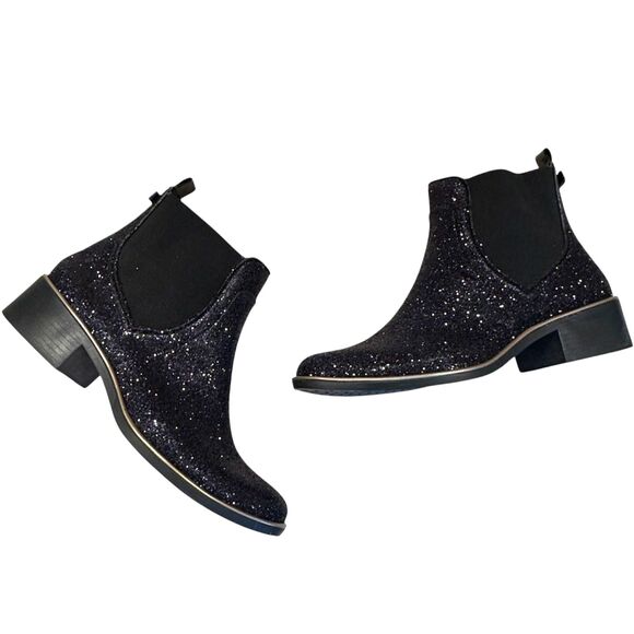 Kate Spade New York Black Sedgewick Glitter Rain Ankle Booties Womens Size 10/11 - Picture 1 of 12